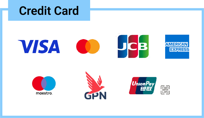 Our facility accepts the following credit cards: VISA, MasterCard, JCB, American Express, Maestro, GPN, and UnionPay.